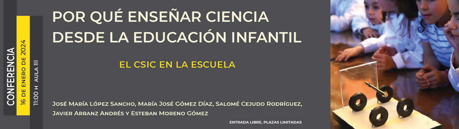 Anuncio conferencia sobre enseñar ciencia desde educación infantil